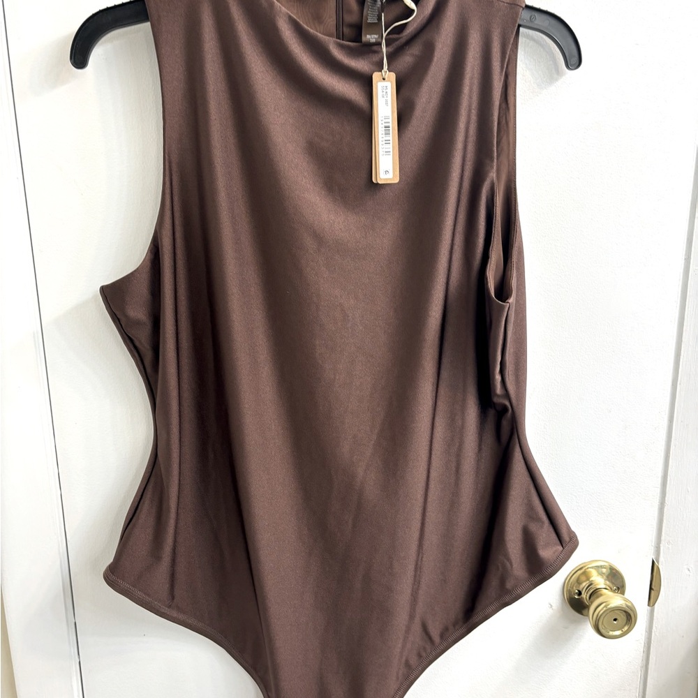 Skims Brown Round Neck One Piece Sleeveless Bodysuit Women’s Size 3X NWT
